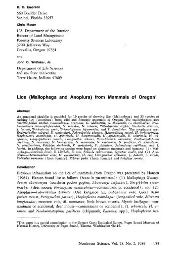 lice (mallophaga and anoplura) from mammals of ... - Phthiraptera
