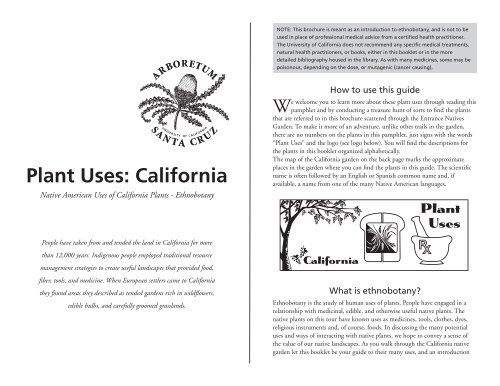 Plant Uses: California - Arboretum - University of California, Santa ...