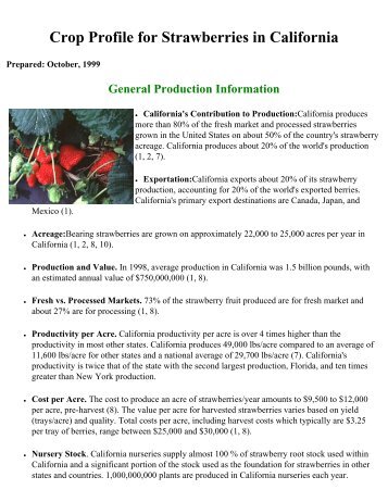 Crop Profile for Strawberries in California - Regional IPM Centers