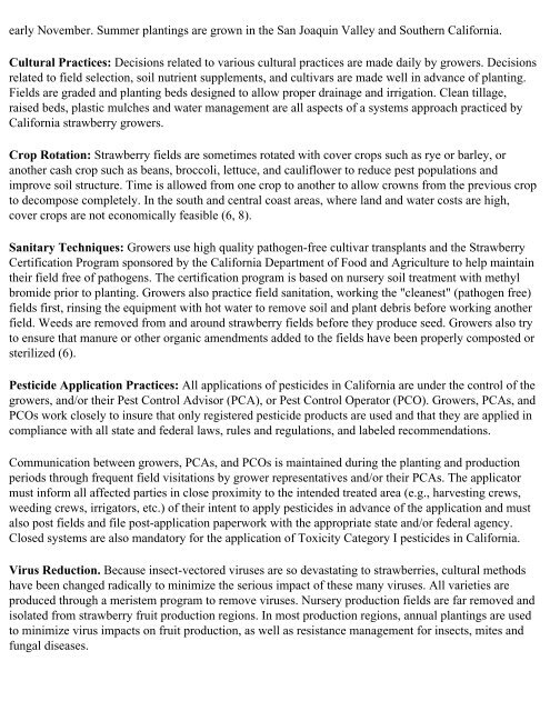 Crop Profile for Strawberries in California - Regional IPM Centers
