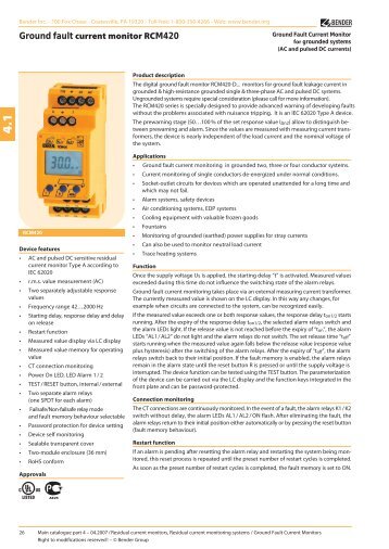 Ground fault current monitor RCM420 - Bender.org