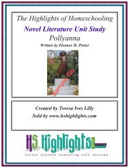 The Highlights of Homeschooling Novel Literature Unit ... - CurrClick