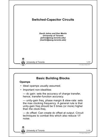 Switched-Capacitor Circuits - University of Toronto