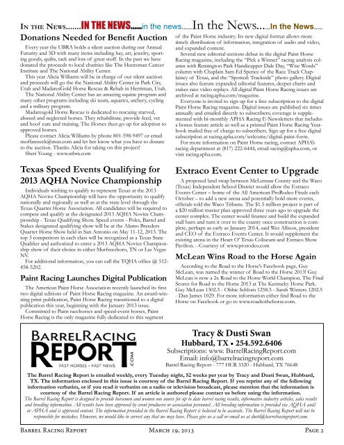 Download the Low Res Version - Barrel Racing Report