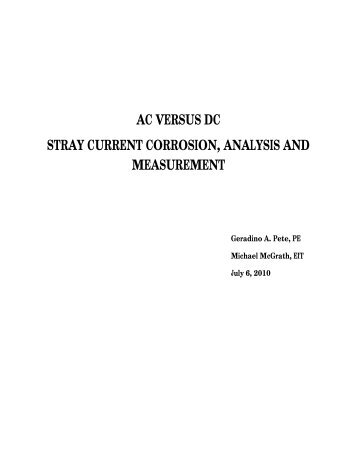 AC Versus DC Stray Current Corrosion, Analysis and - AREMA