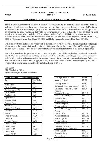 technical information leaflet - British Microlight Aircraft Association