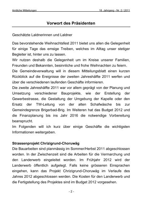 FROHE FESTTAGE - Gemeinde Lalden