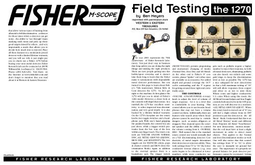 1270 Field Test W&amp;E.indd - Fisher
