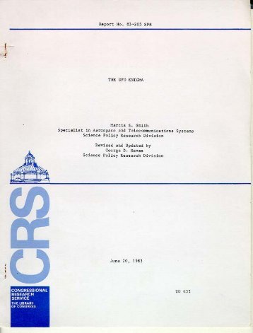CRS Report: The UFO Enigma 83-205 SPR - Nicap