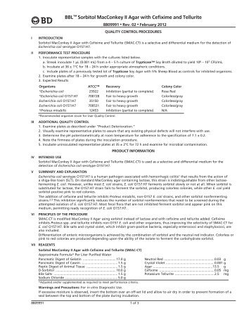 BBLâ„¢ Sorbitol MacConkey II Agar with Cefixime and Tellurite - BD