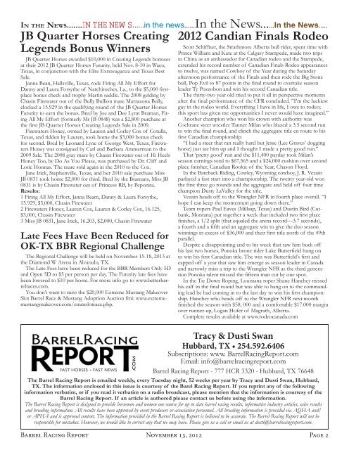 Barrel Racing Report - Natalie Foutch