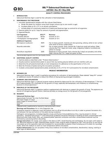 BBL Sabouraud Dextrose Agar - BD