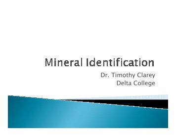 Mineral ID Exercise - Mid-Michigan Rock Club