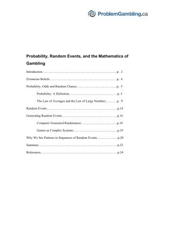 Probability, Random Events, and the Mathematics of Gambling