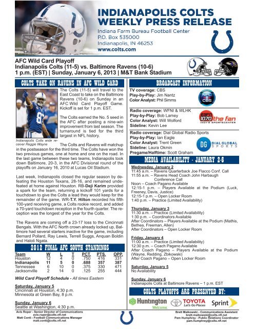 Colts Rb Depth Chart 2012