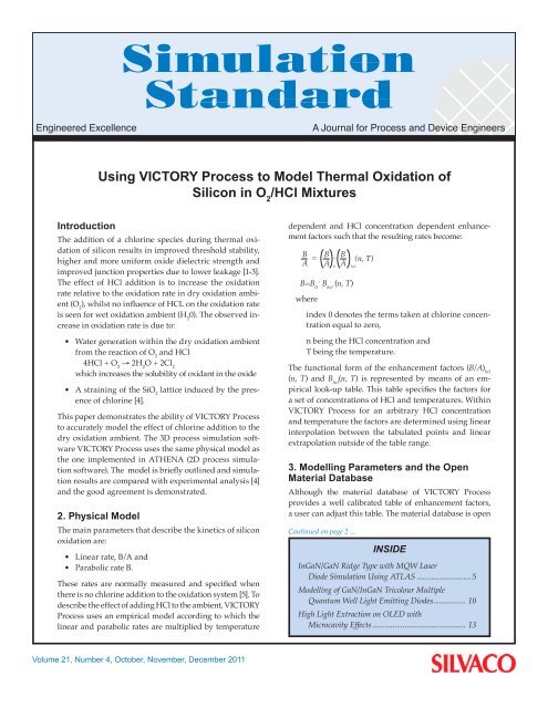 Using VICTORY Process to Model Thermal Oxidation of Silicon in ...