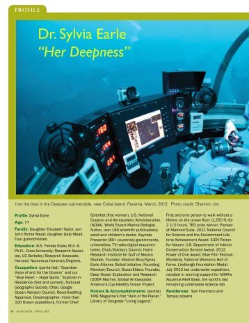 Dr. Sylvia Earle “Her Deepness”