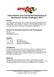 Teilnehmerinformationen Neuhausen ob Eck 2013 - Speer Racing