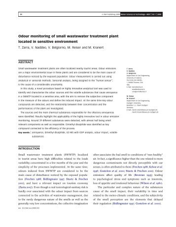 Odour monitoring of small wastewater treatment plant located in ...