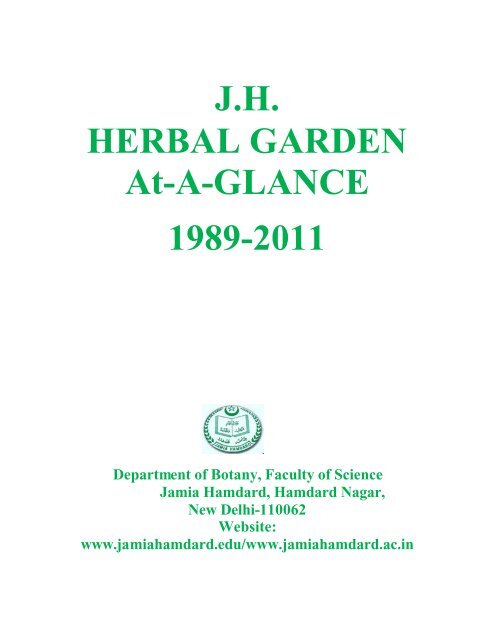 J.H HERBAL GARDEN At-A-GLANCE - Jamia Hamdard