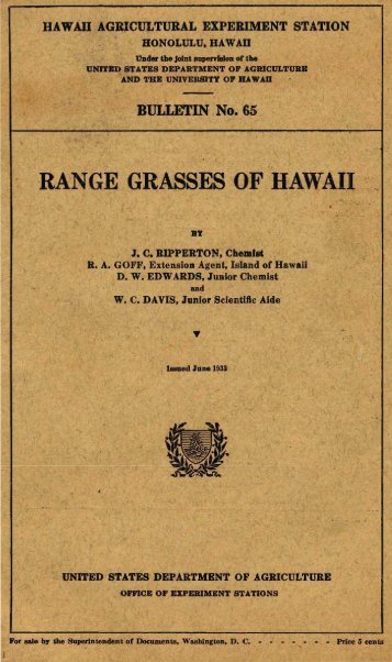RANGE GRASSES OF HAWAIl - ctahr - University of Hawaii
