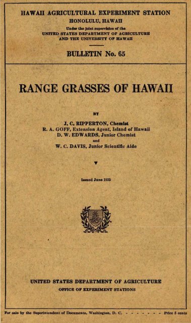 RANGE GRASSES OF HAWAIl - ctahr - University of Hawaii