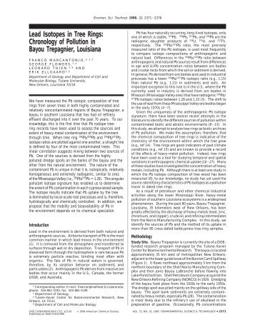 Lead Isotopes in Tree Rings: Chronology of Pollution in Bayou ...