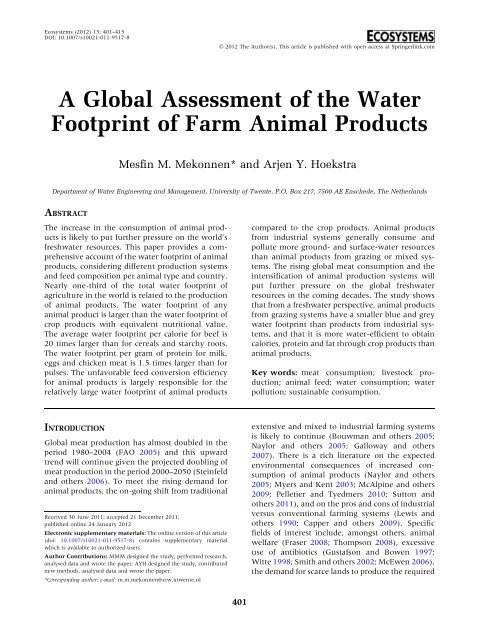 Mekonnen-Hoekstra-2012-WaterFootprintFarmAnimalProducts