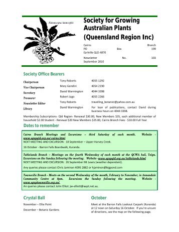Queensland Region Inc - SGAP Cairns Home Page