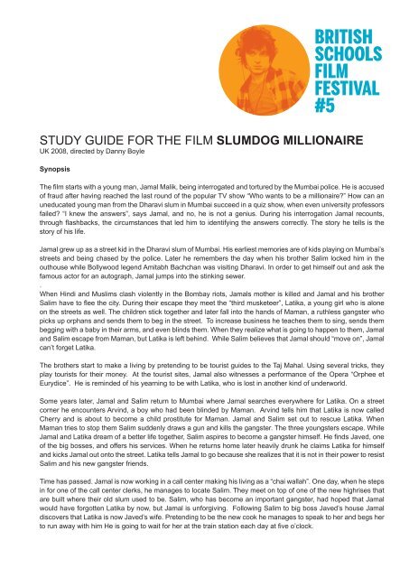 Study guide for the film slumdog millionaire
