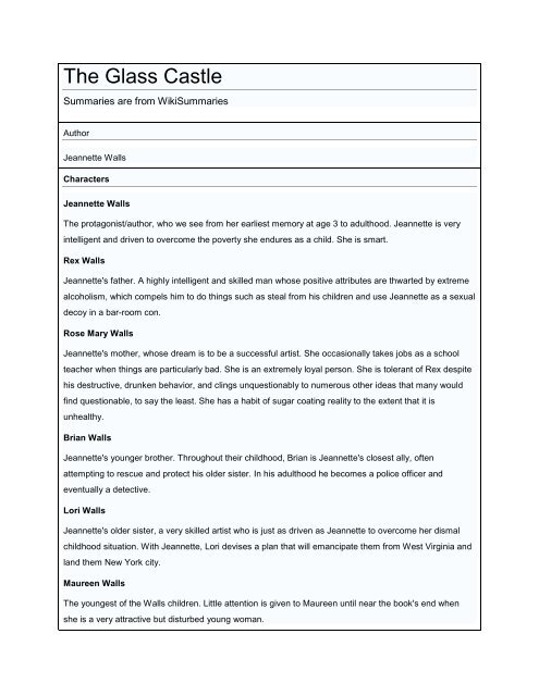 The Glass Castle - Ivy Tech &ndash; Faculty Web