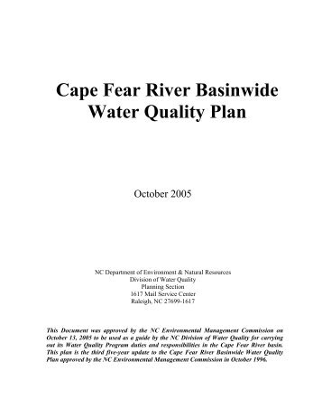 Cape Fear River Basinwide Water Quality Plan - North Carolina ...