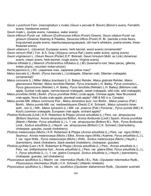 list of Latin and synonymous common names of - University of ...