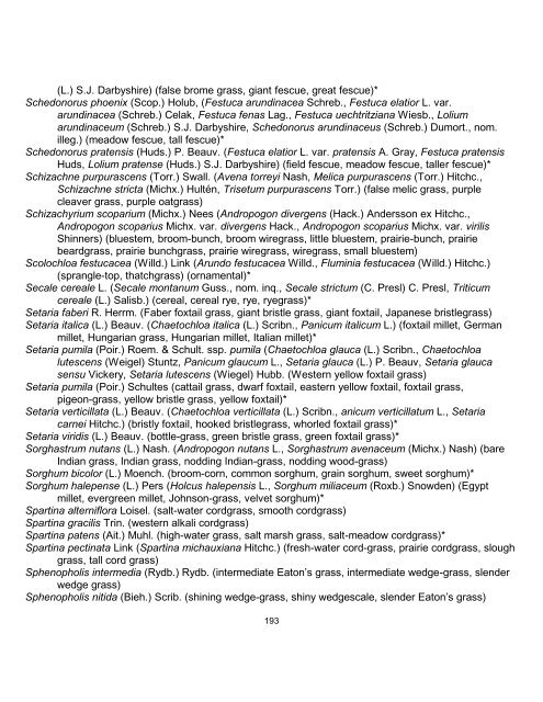 list of Latin and synonymous common names of - University of ...