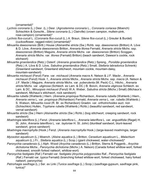 list of Latin and synonymous common names of - University of ...