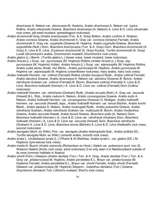 list of Latin and synonymous common names of - University of ...