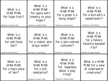 What is a HINK PINK for ag - Crossroads Education
