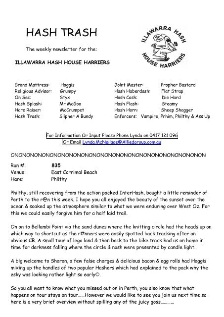 Hash Trash Illawarra Hash House Harriers