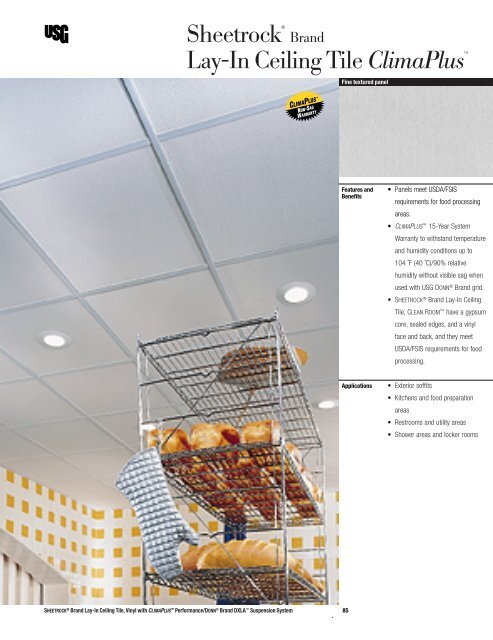 Sheetrock Brand Lay In Ceiling Tile Climaplus Acoustical