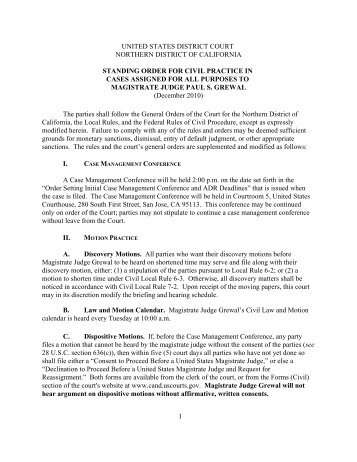 Magistrate Judge Grewal's Civil Standing Order (.pdf, 24