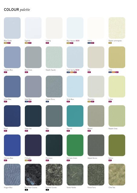 Laminex Colour Availability Chart