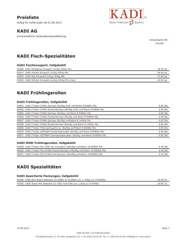 Richtpreise - Kadi AG