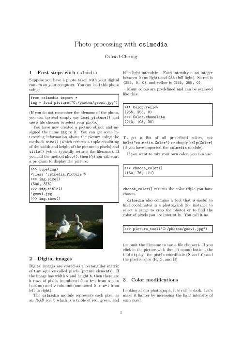 Photo processing with cs1media - CS101 Introduction to Programming