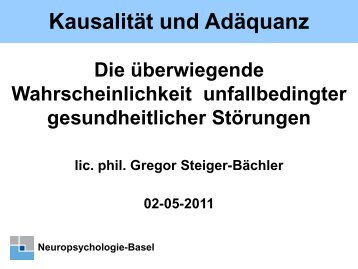 Kausalität und Adäquanz - Neuropsychologie Basel