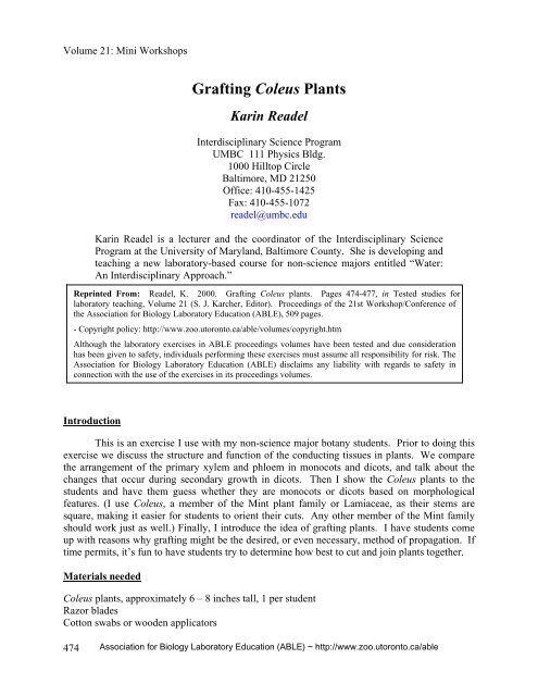 Grafting Coleus Plants - Association for Biology Laboratory Education