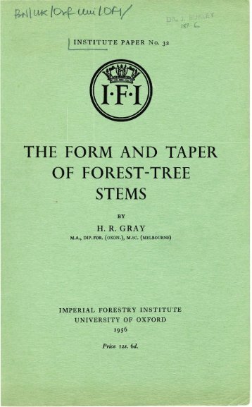 The form and taper of forest-tree stems - University of Oxford