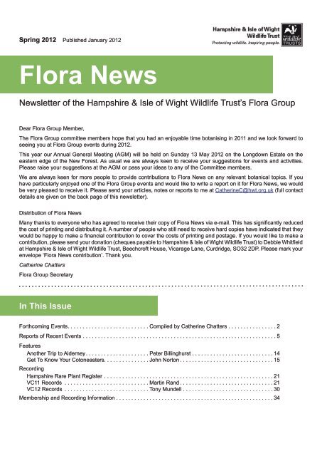 Flora News In This Issue - Hants Plants