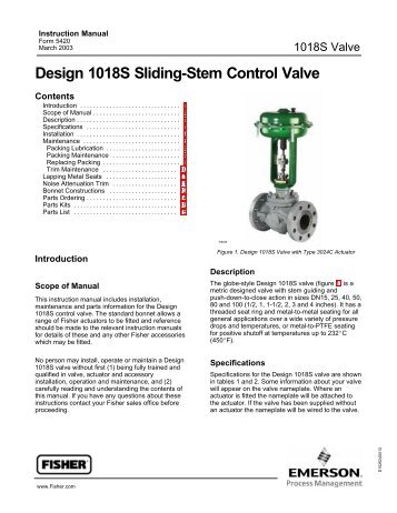 Design 1018S Sliding-Stem Control Valve