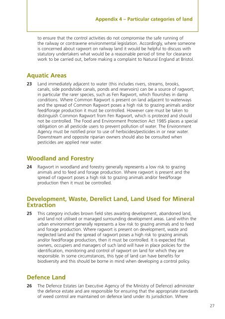 code of practice on hopw to prevent the spread of ragwort - Defra