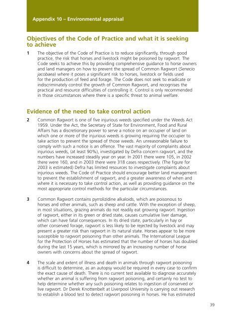 code of practice on hopw to prevent the spread of ragwort - Defra